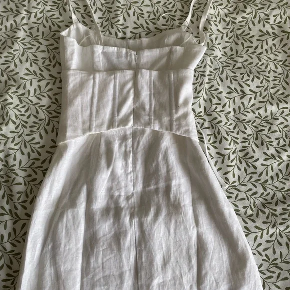 Reformation White Linen Dress with Lace-Up Detail - Picture 3 of 4